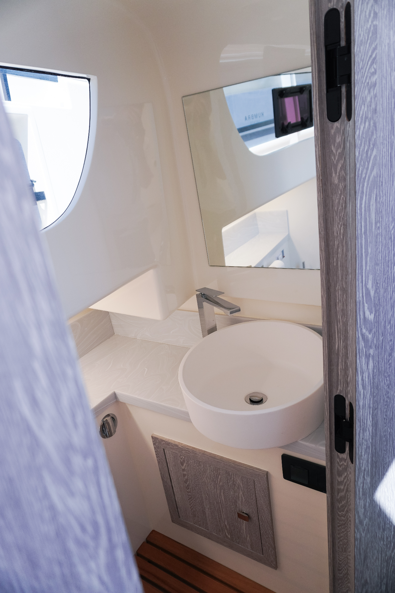 Sink with designer faucet.